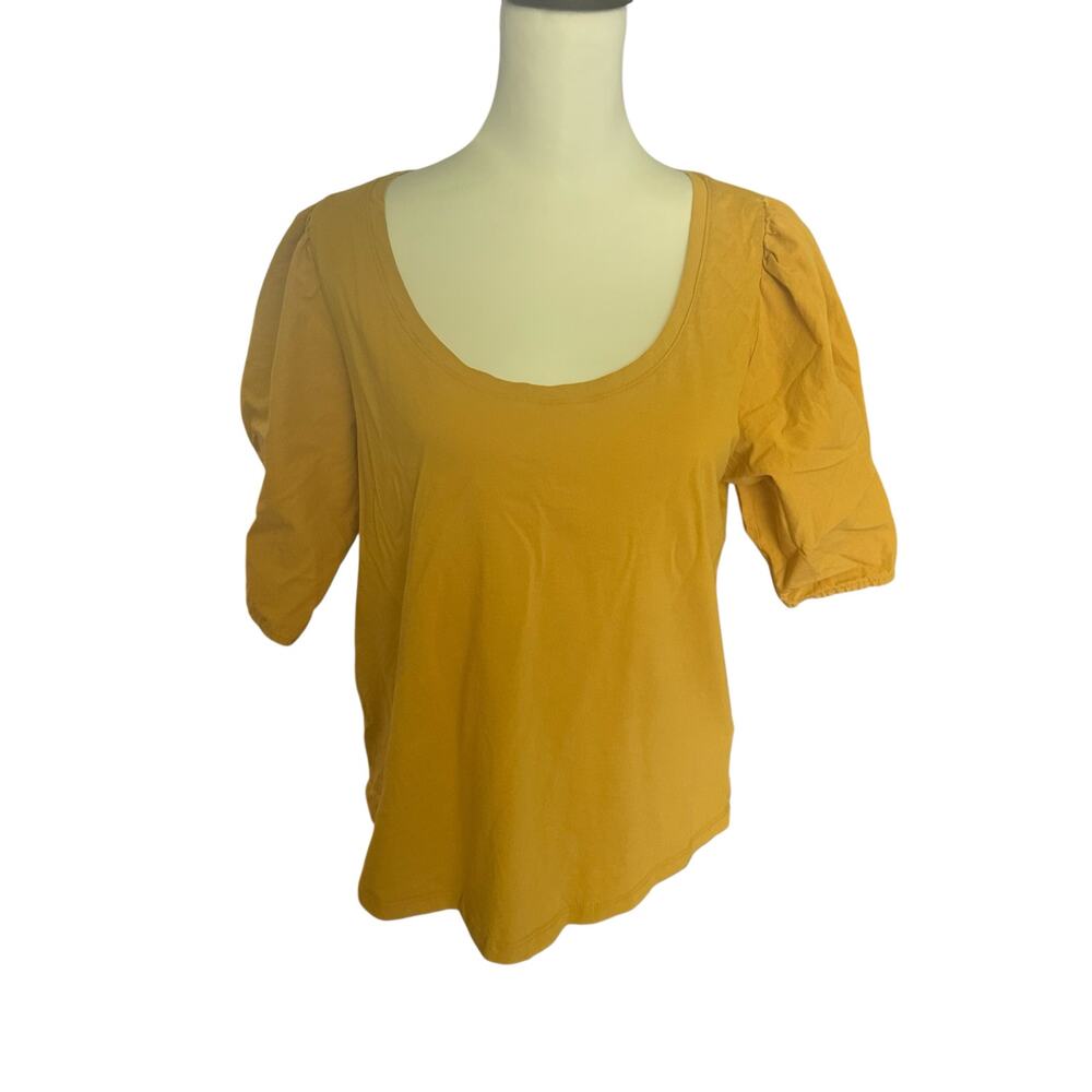 Maeve by Anthropologie Yellow Short Sleeve Top Large